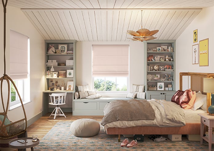 Saltaire, Rose Quartz - Motorised Roman Blind - Image 8